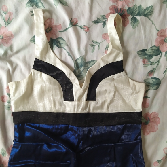 Blue Y2K Colorblock Bodycon Cocktail Prom Dress - Picture 4 of 8